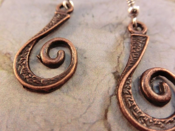 kupferfarben Spiral Ohrringe Vintage Optik Kringel